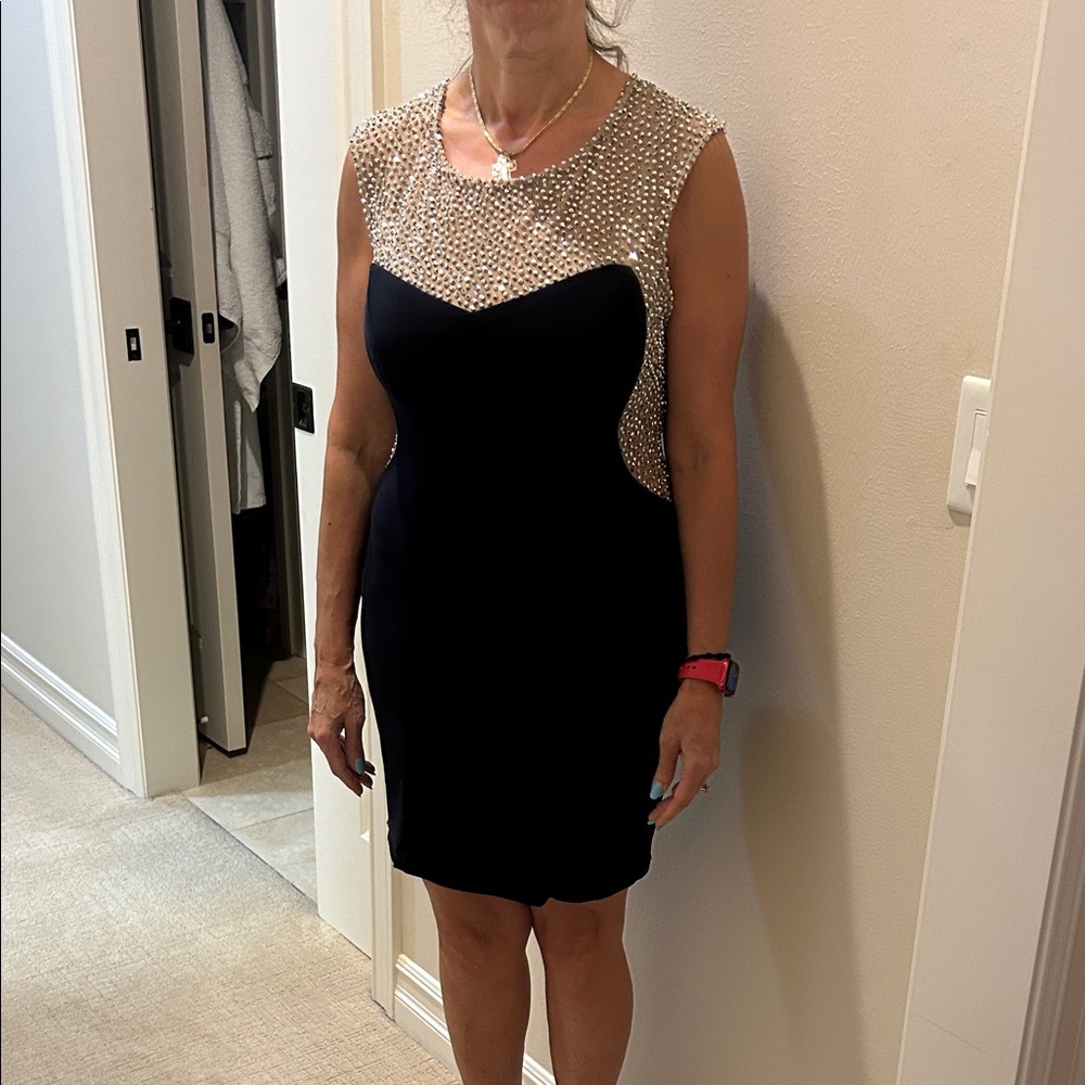 Chic Black and Gold Women's Mini Dress